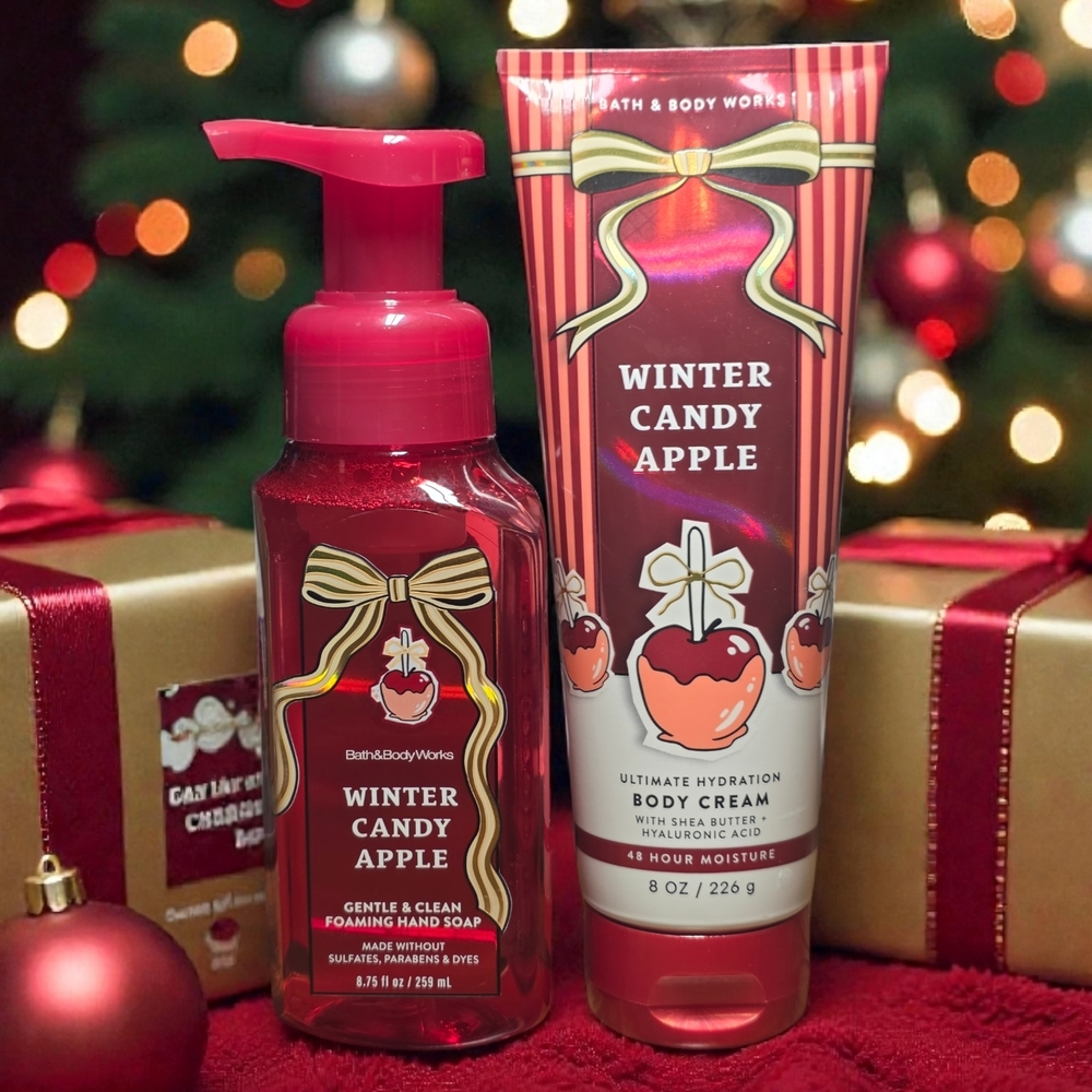 Bath & Body Works Winter Candy Apple Hand Soap & Body Cream Set